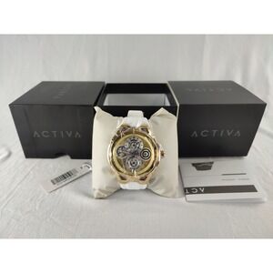 Activa X Invicta Men Watch Gold Case White Silicone Strap 44mm ACW9349-010 BNIB